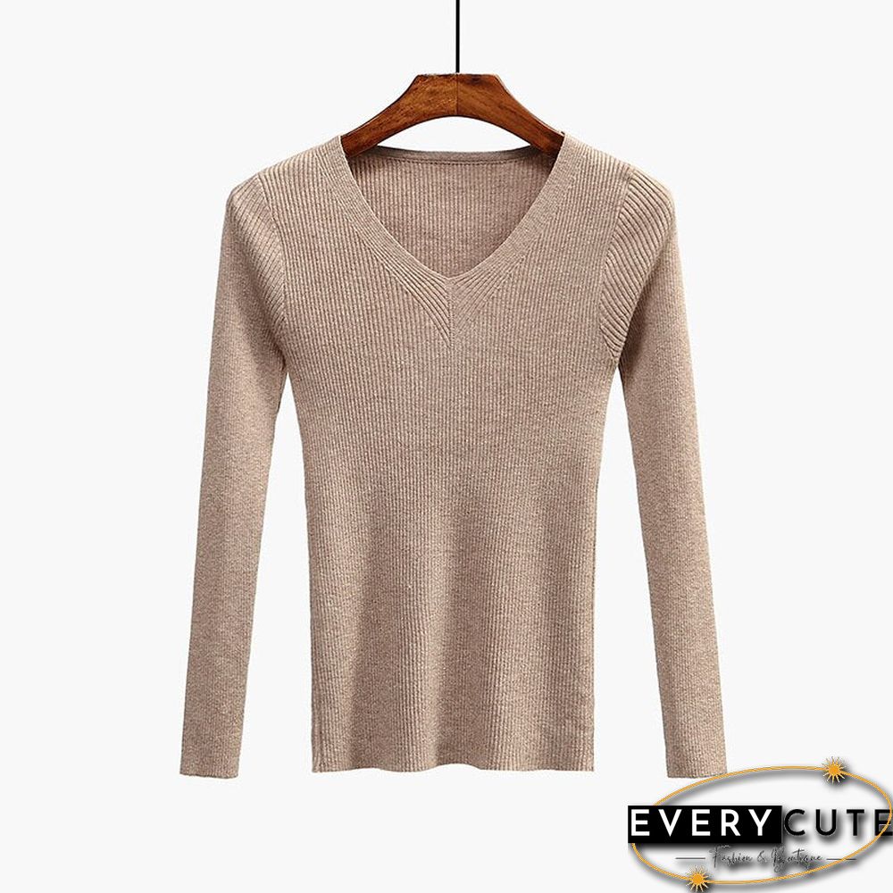 Christmas Gift V-Neck Women Sweater Slim Sexy Pullover New Autumn Winter Tops Women Knitted Pullovers Long Sleeve Shirt Female Brand