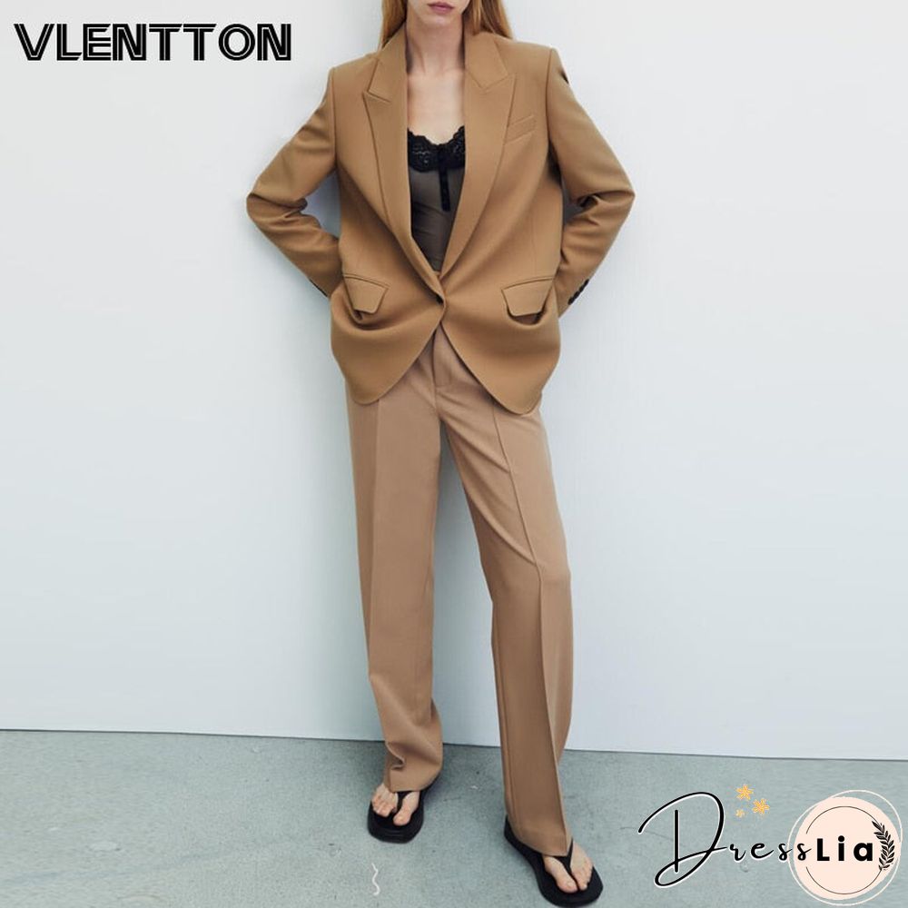 New Spring Autumn Women Vintage Two Piece Set Fashion Button Blazer Jacket Coat & Office Pant Suits Female Casual Trousers