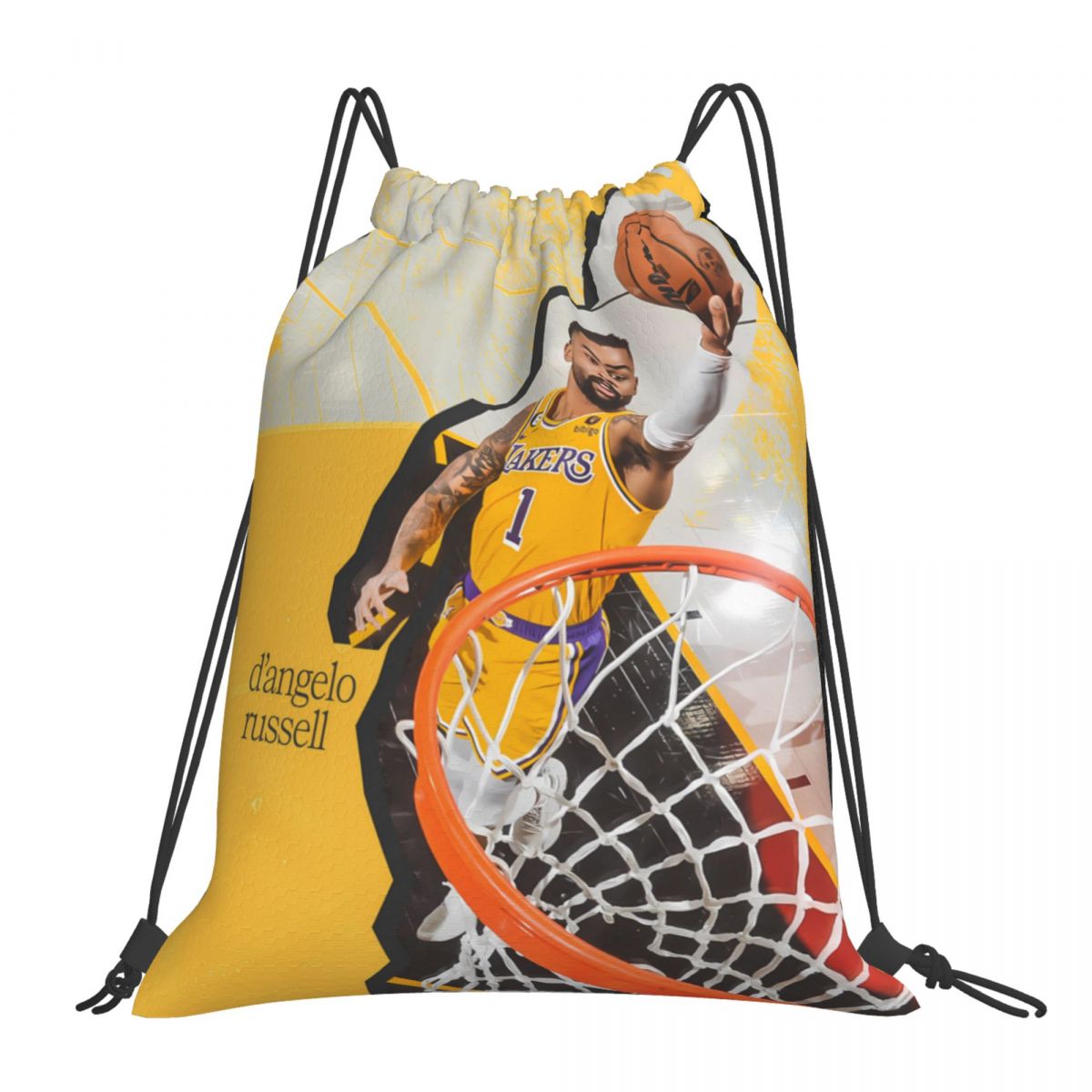 Los Angeles Lakers D'Angelo Russell Unisex Drawstring Backpack Bag Travel Sackpack