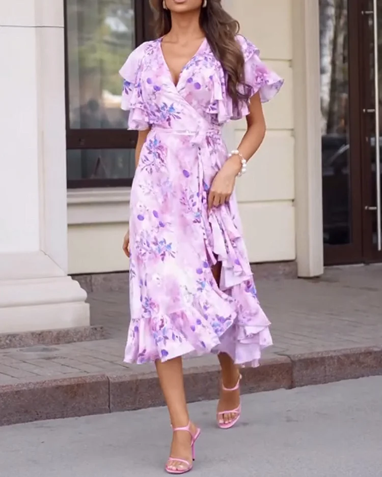 Women's printed tie dress