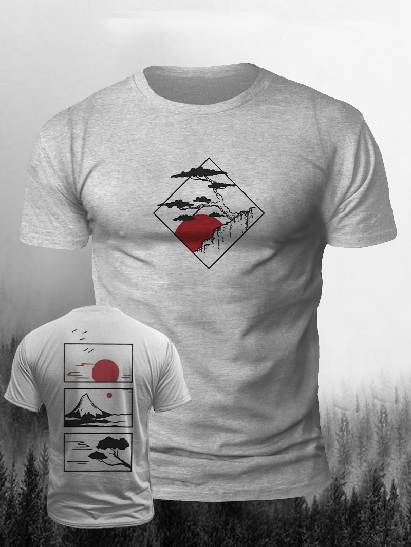 Alpine Sunset Landscape Art Back Printed T-shirt