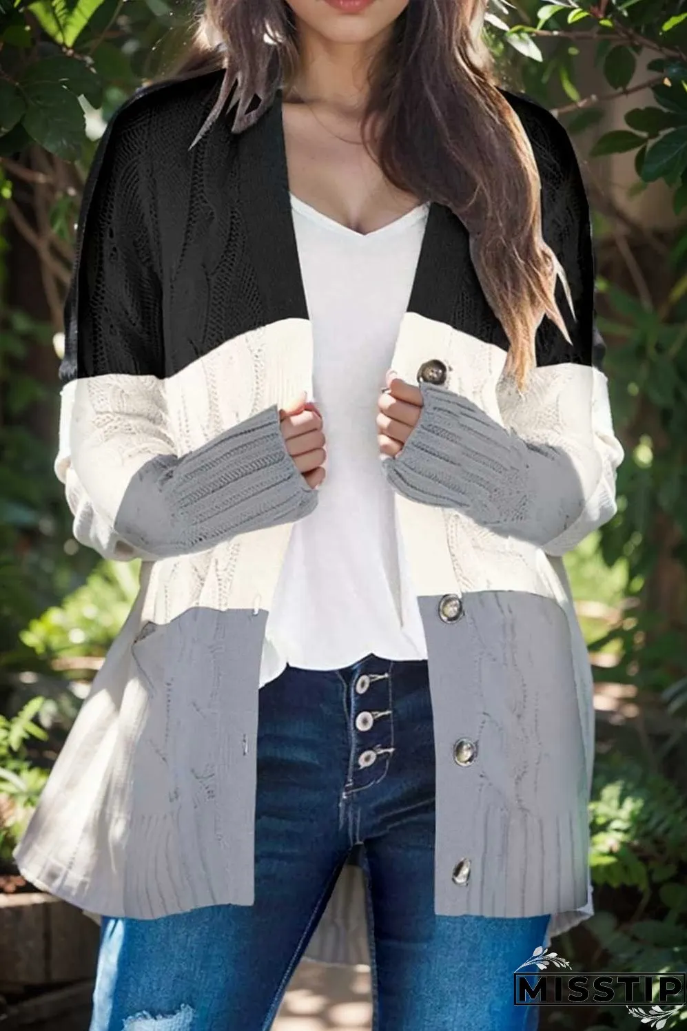 cozy cable knit button front long sleeve cardigan