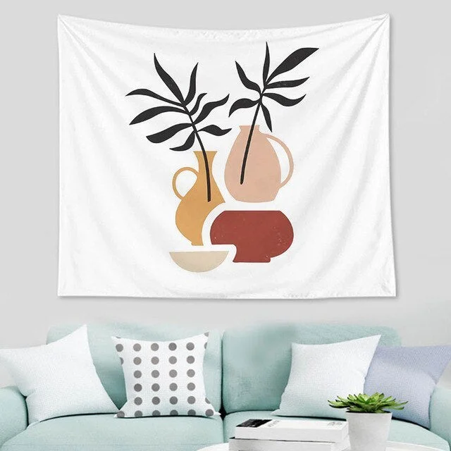 Abstract nordic Geometric Tapestry Tropic Modern Art Brown Wall Hanging ins Tapestry Decorative Tapestry For Home Decoration