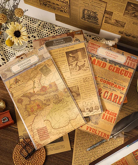 40 Sheets Retro Newspaper Clippings Material Kraft Paper Set