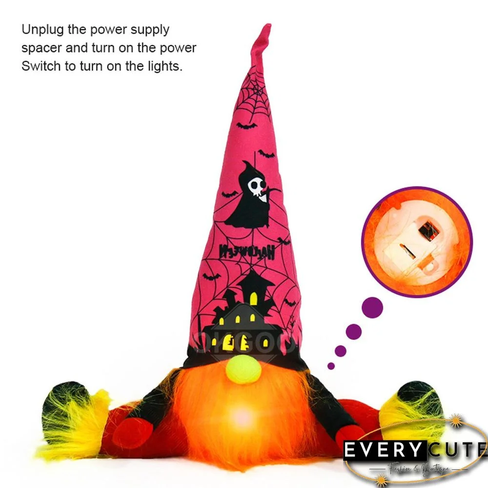 Halloween Plush Gnome Doll With Warm Lights
