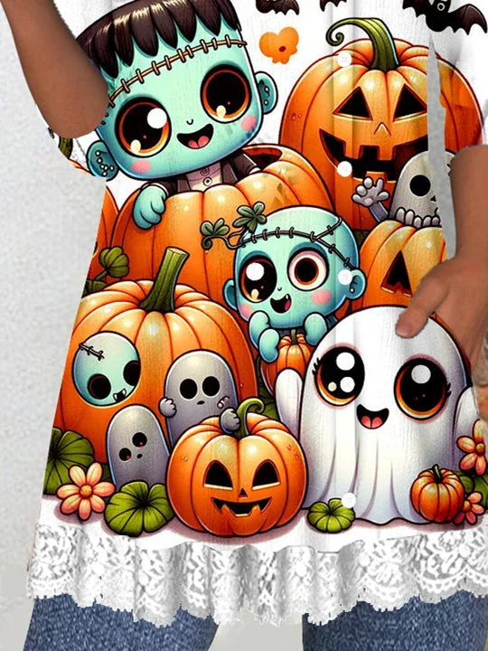 Women Half Sleeve V-neck Solid Color Dress