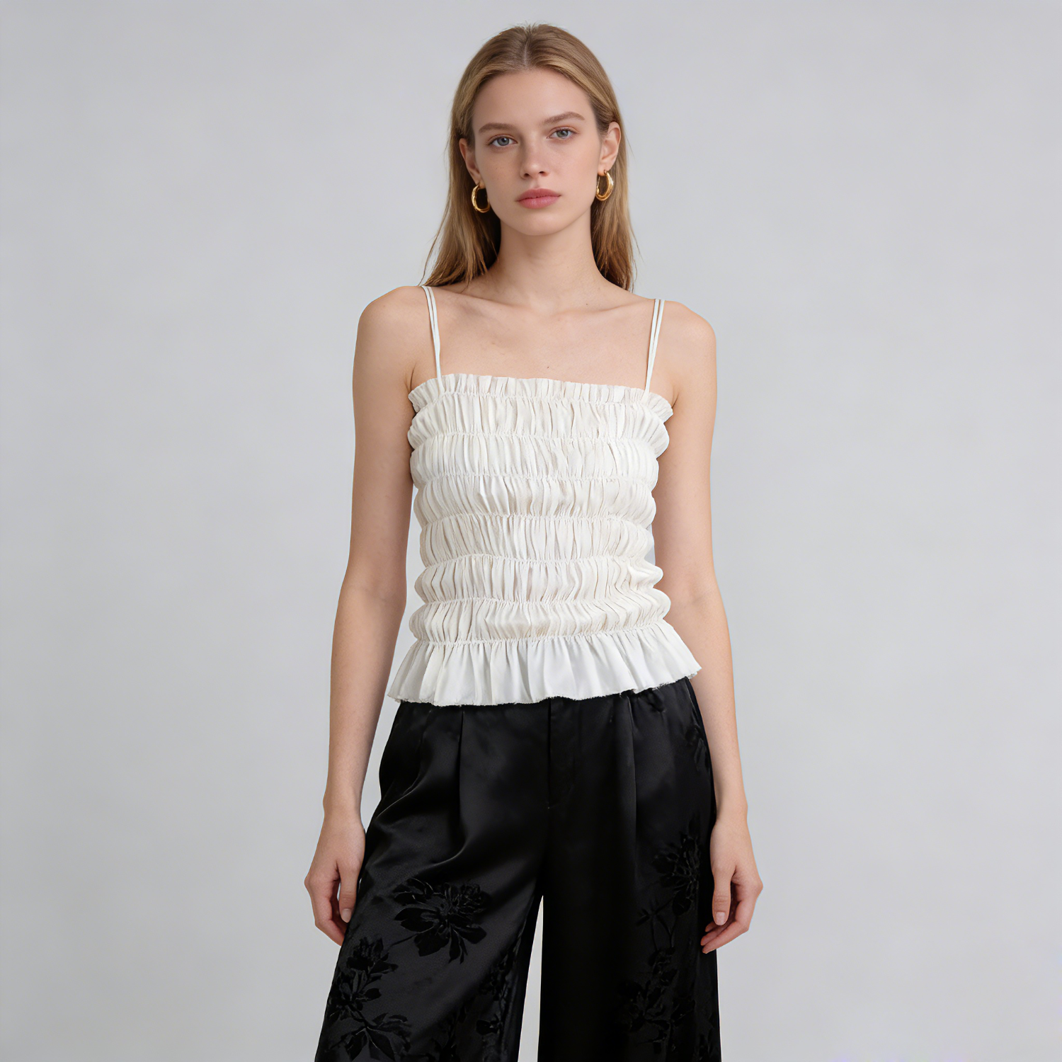 Ruched Design Silk Camisole  REAL SILK LIFE