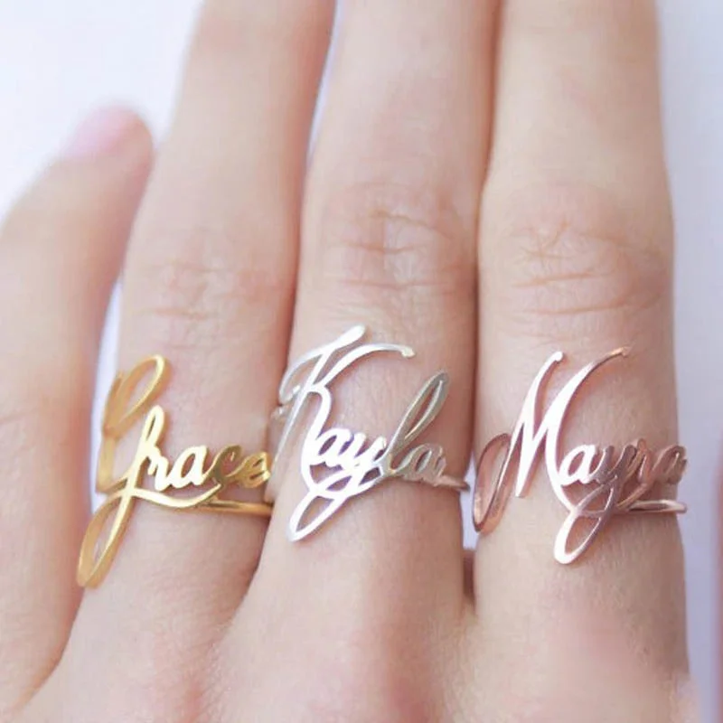 Personalized Fashionable Stainless Steel Name Rings