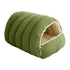 Warm Enclosed Cat Bed Corduroy Plush Cats Tent Calming Pet Nest Cave for Cats Dogs