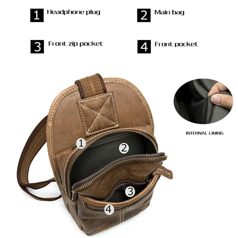 Casual Fashionable Leather Crossbody Packs Chest Bag For Men