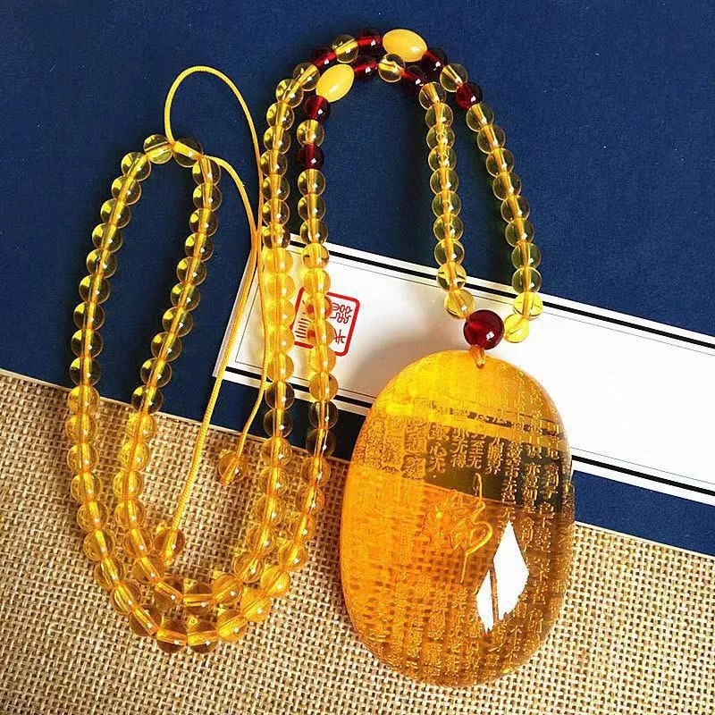 FengShui Citrine Jade Dragon Blessing Necklace