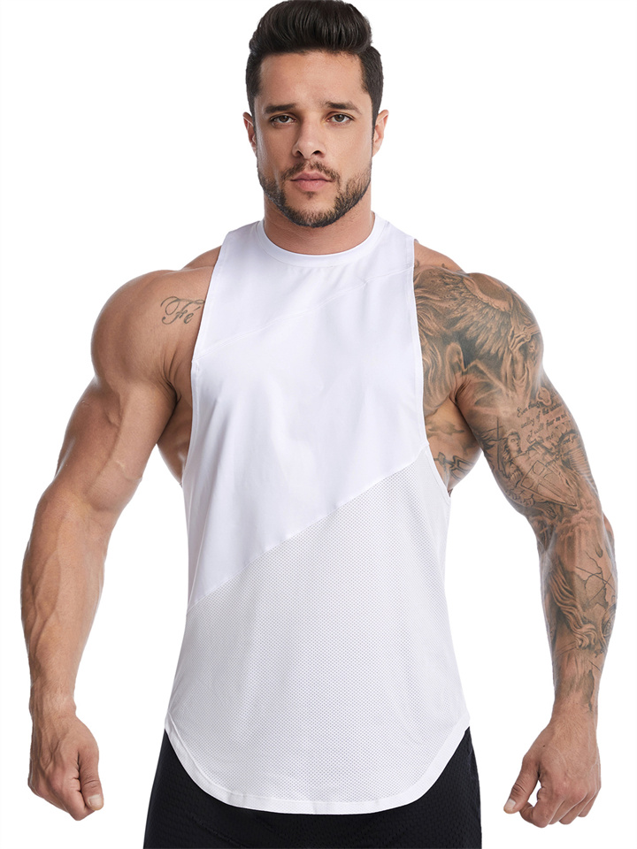 Sports Solid Color Undershirt Men's Summer Loose Large Size Sleeveless Fitness Running Basketball Quick Dry Undershirt Black, White, Green, Blue, Gray