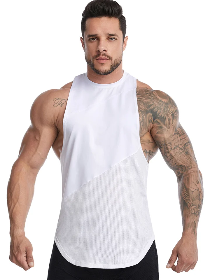 Sports Solid Color Undershirt Men's Summer Loose Large Size Sleeveless Fitness Running Basketball Quick Dry Undershirt Black, White, Green, Blue, Gray-Cosfine