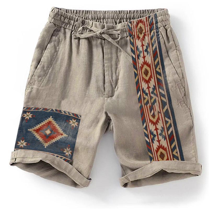 Men's Ethnic Print Beach Drawstring Shorts 89368536Y
