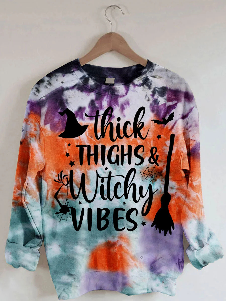 Thick Thighs And Spooky Vibes Halloween Sweatshirt