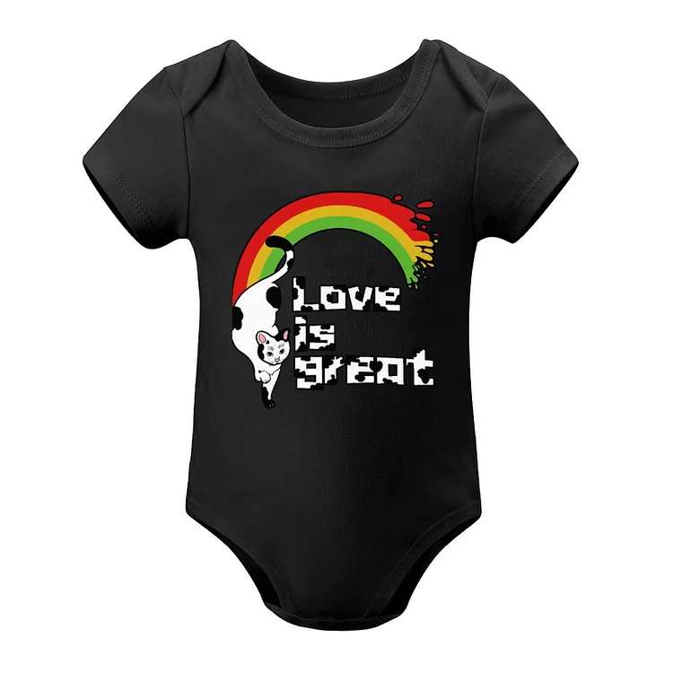 Short Sleeved Baby Jacket Love Is The Great Cat Rainbow