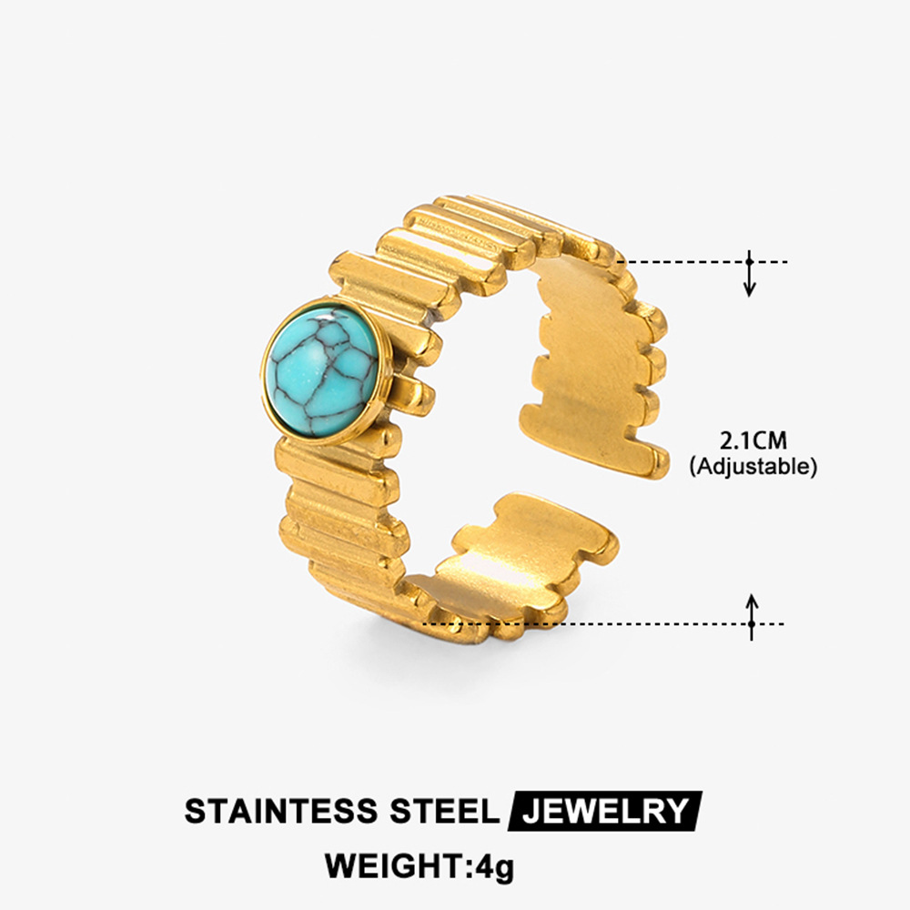 European and American best-selling titanium steel vintage turquoise ring for women colorfast hot-selling gothic minimalist niche design ring