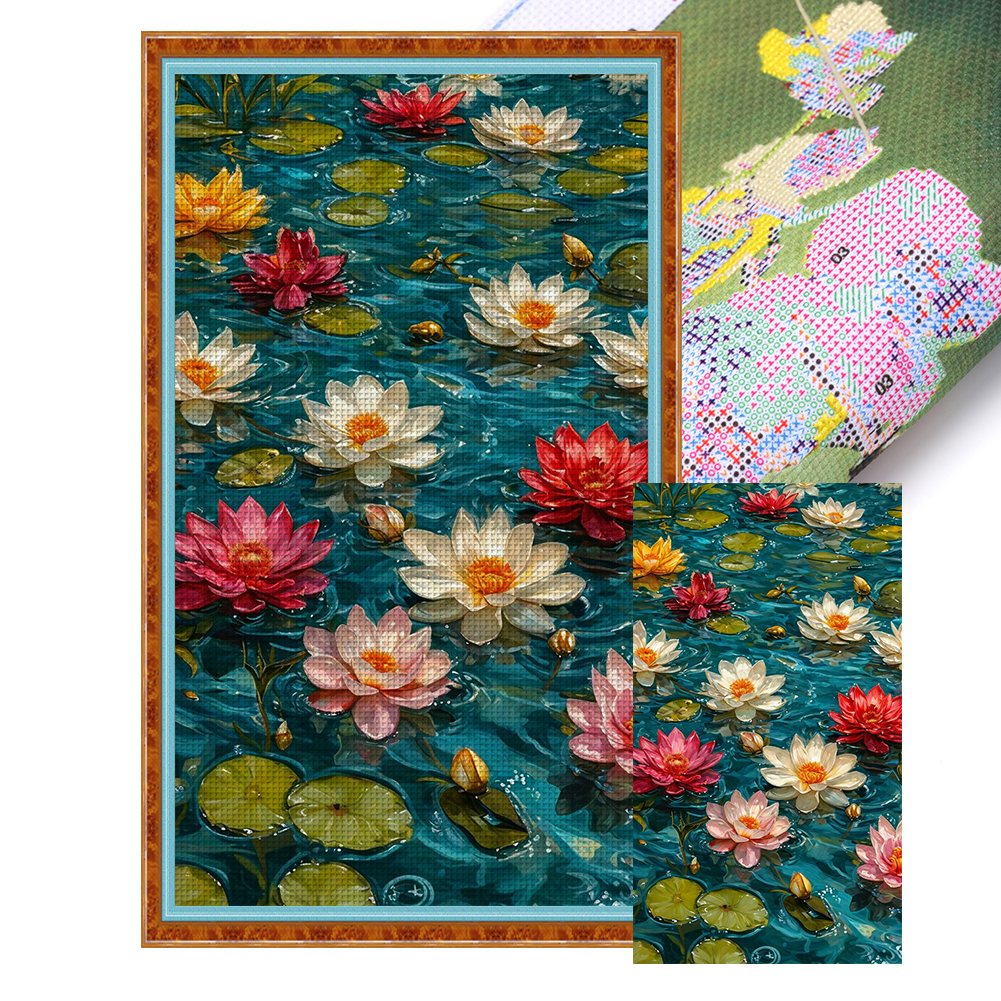 Lotus Full 11CT Pre-stamped Canvas(40*70cm) Cross Stitch