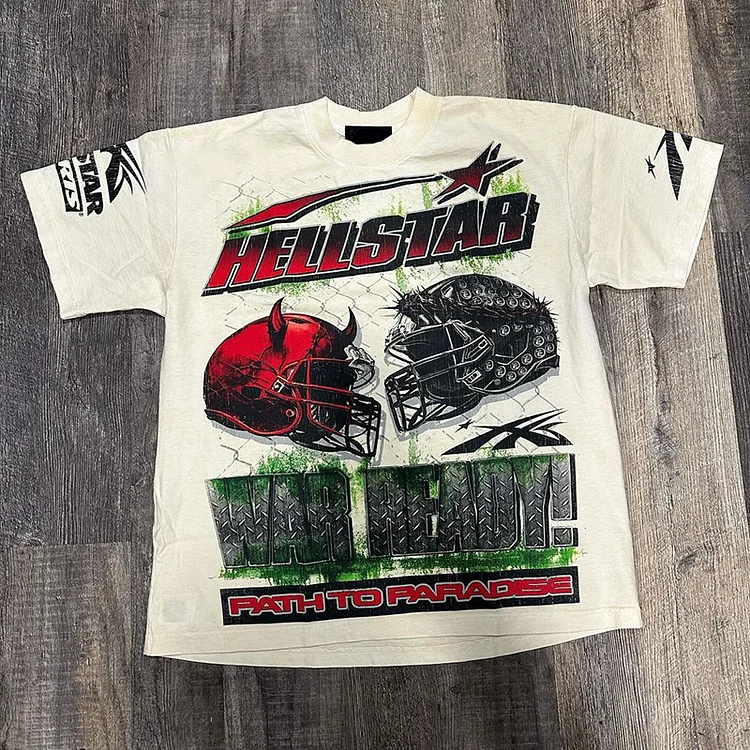 Streetwear Hellstar War Ready Graphics Short Sleeve 100% Cotton T-Shirt