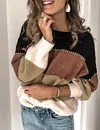 Women's Round Neck Pullover Stripe Knit Sweater
