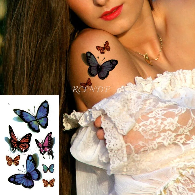 Waterproof Temporary Tattoo Sticker Beautiful Butterfly Small Body Art Fake Tatto Flash Tatoo Wrist Foot Hand for Men Women 706-1