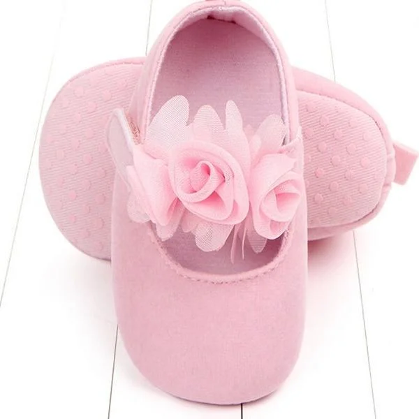 Solid Color 3D Flower Princess Athletic Baby Girl Shoes