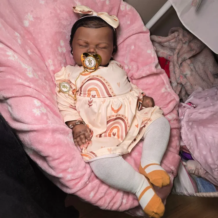  [New] 20" Handmade Lifelike Reborn African American Newborn Baby Sleeping Girl Usiam - Reborndollsshop®-Reborndollsshop®