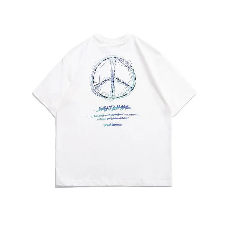 Men T Shirt Summer Casual Tops Men's Clothes Summer Wear Retro Men's round Neck Short Sleeve Casual Wide Loose Label Printed T-shirt Fashion