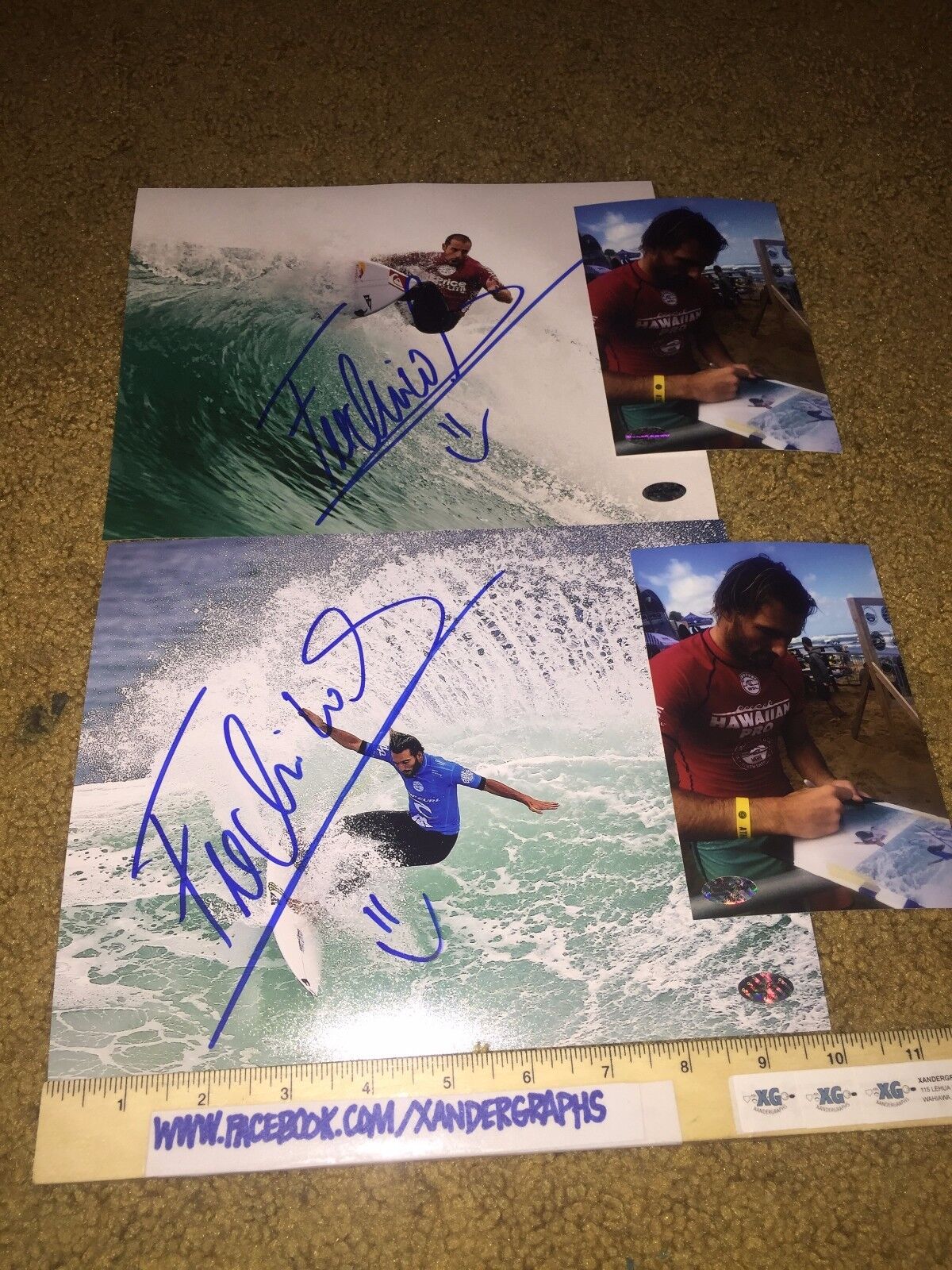 Lot of (2) FREDERICO MORAIS SIGNED AUTOGRAPHED 8X10 Photo Poster painting SURFER WSL-PROOF COA