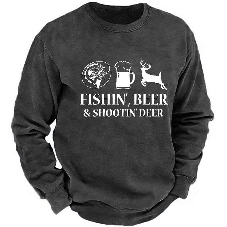 Fishin', Beer & Shootin' Deer Sweatshirt