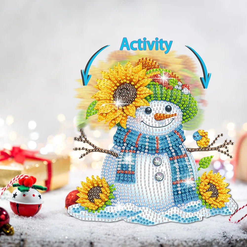 5D DIY Acrylic Shaking Head Sunflower Snowman Diamond Painting Desktop Decors for Home