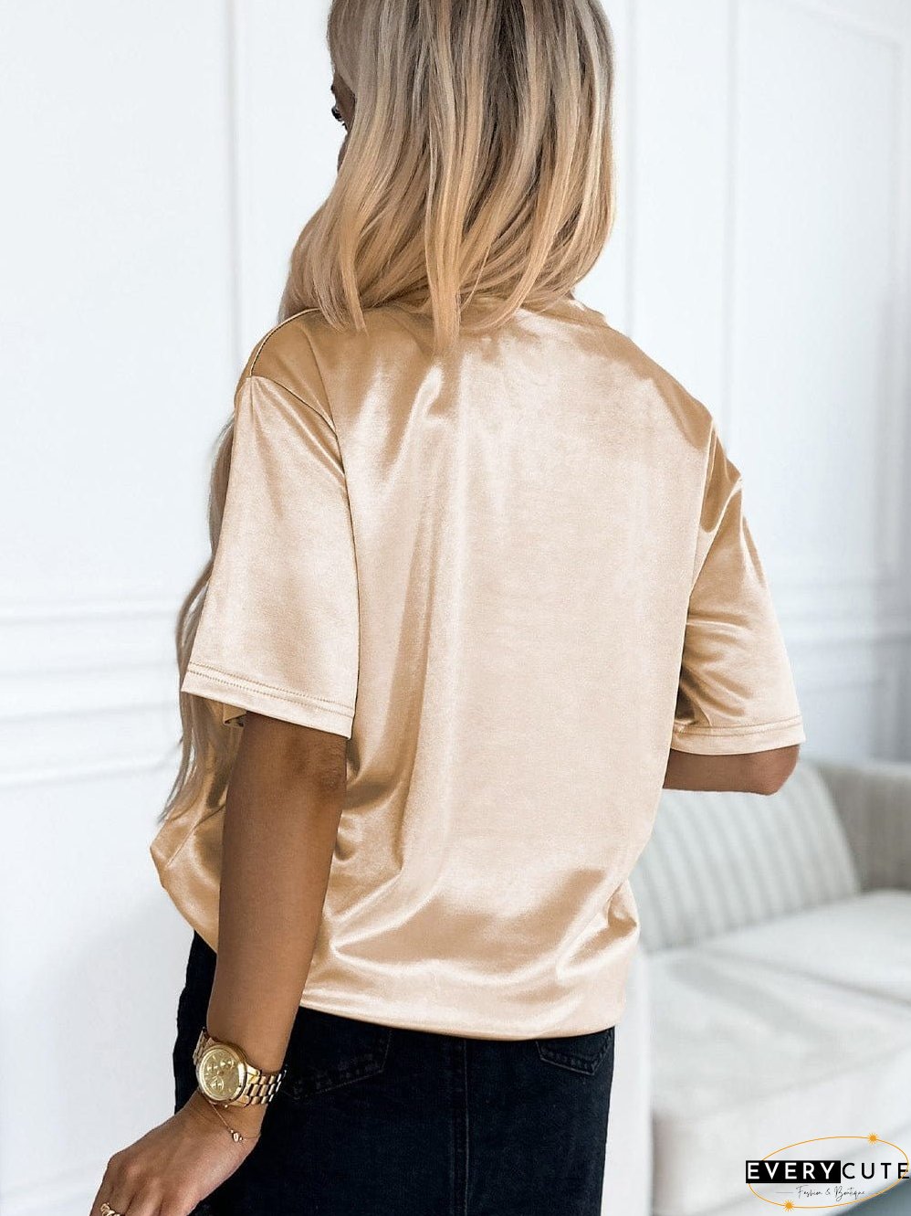 Apricot Silky Oversized Pocket Tee