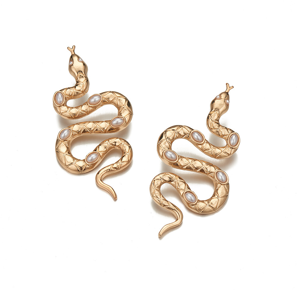 Retro Metal Matte Exaggerated Snake-shaped Earrings