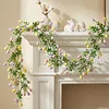 Spring Easter Decoration Garland 210cm Artificial Colourful Garland with Eggs and Green Leaves for Home Party Wall Fireplace Stairs Window
