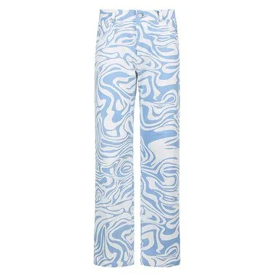 Y2K Zebra Print Straight Pant Capris Women E-girl Harajuku Baggy High Waist Casual Vintage KoreanStyle HipHop Streetwear Female