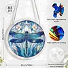 (18.5cm)DIY Acrylic Jigsaw Puzzle Window Hanging with Hanging Chain DIY Stained Glass Decoration Round Window Puzzle Decor for DIY Craft Project (Dragonfly)