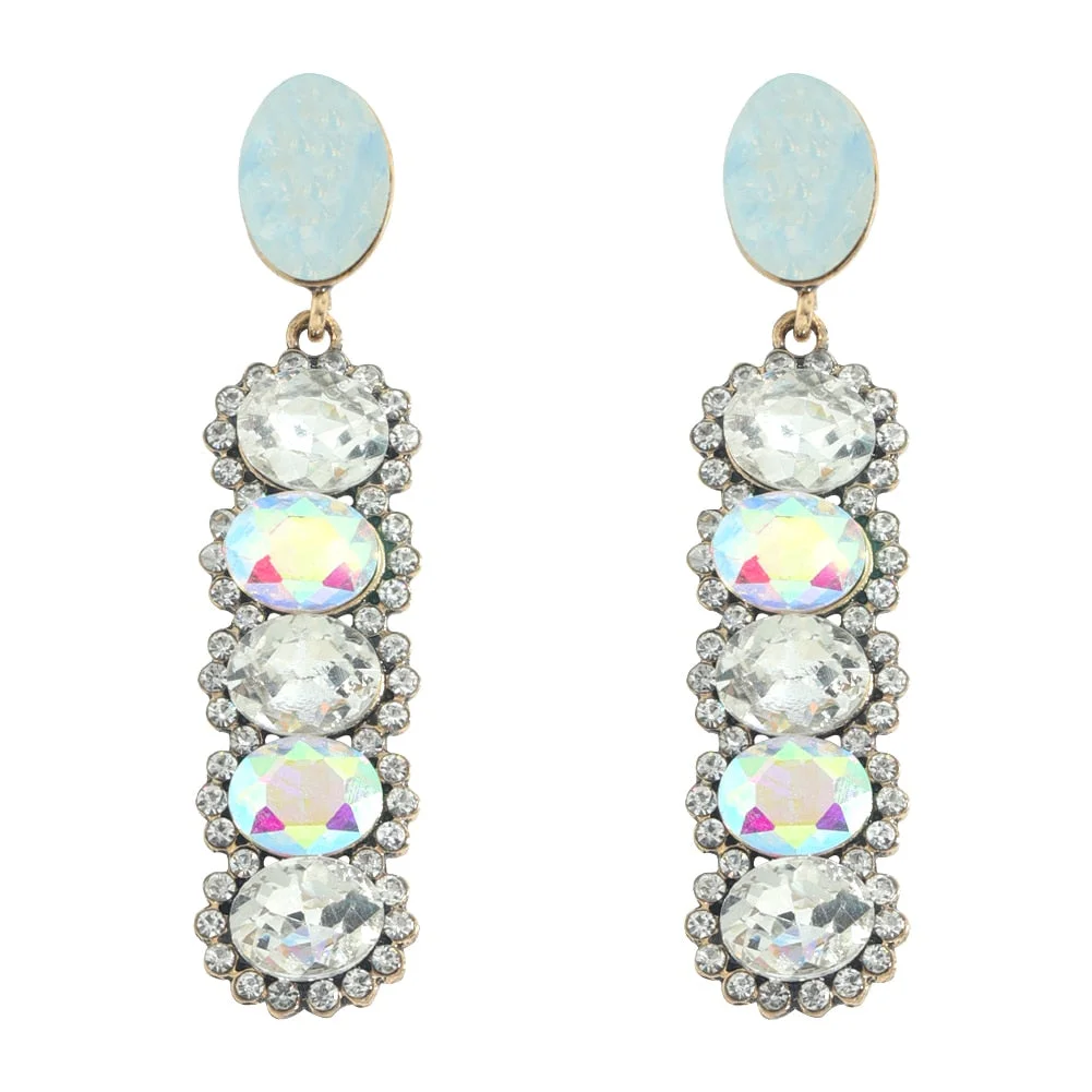 Dvacaman New Arrival Long Colorful Rhinestone Irregular Drop Earrings High Quality Trendy Crystal Pendant Jewelry Gift For Women