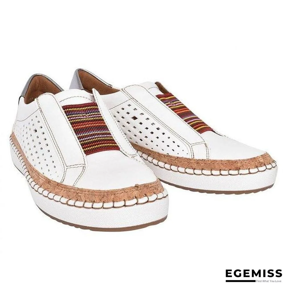 Women PU Leather Sneaker Flats Shoes Breathable Loafers Flats Shoes | EGEMISS