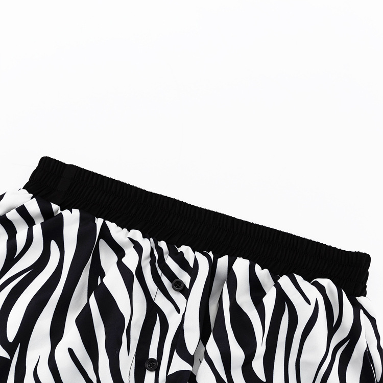 Ootddress Women Two Piece Sets Outfits Zebra Printed Loose Shirt Tops And High Waist Shorts Set 2025 Casual Streetwear Summer New