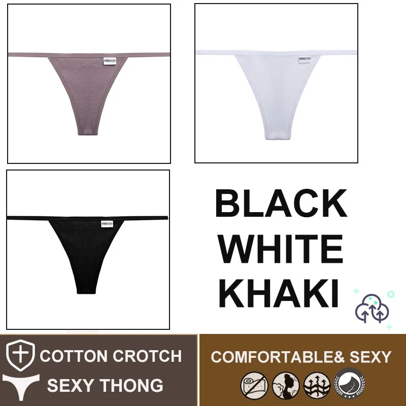 FINETOO 3PCS/Set M-XL Sexy G-string Panties Cotton Women's Underwear Girls Female Underpant Pantys Ladies Bikini Thong Lingerie