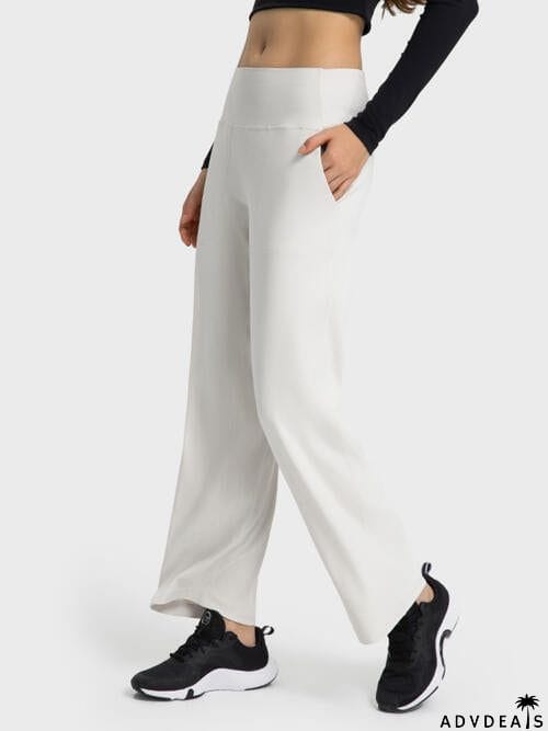 Wide Waistband Active Pants with Pockets