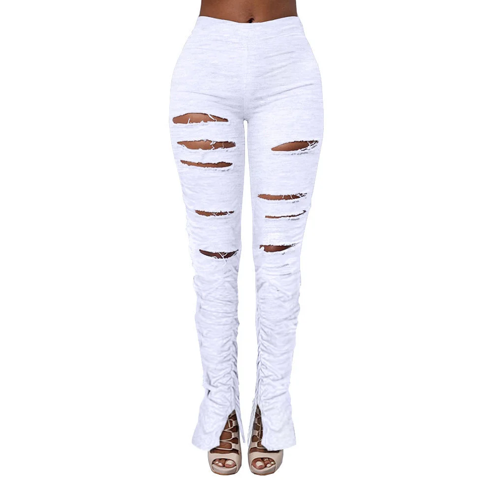 Toloer Nightclub Uniforms Ripped Solid Color Hoodie Uniform