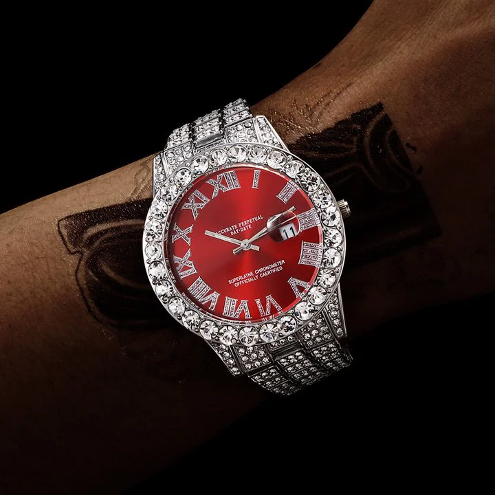 Vessful Bling Iced Out Round Luxury Mens Business Watch-VESSFUL