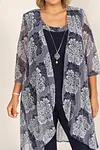 Plus Size Mother Of The Bride Mesh Print Formal Three Pieces Set Pant Suits