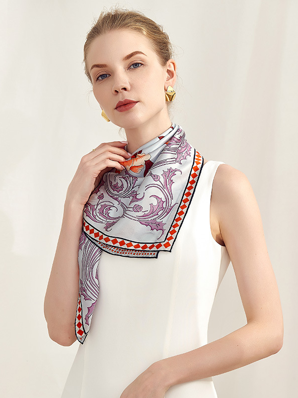 Light Purple Silk Scarf Women's Workplace Scarf