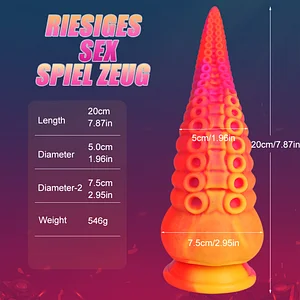 Silicone Tentacle Dildo for Anal Sex—Prostate Massage Buttplug in Orange Monster Penis for Women