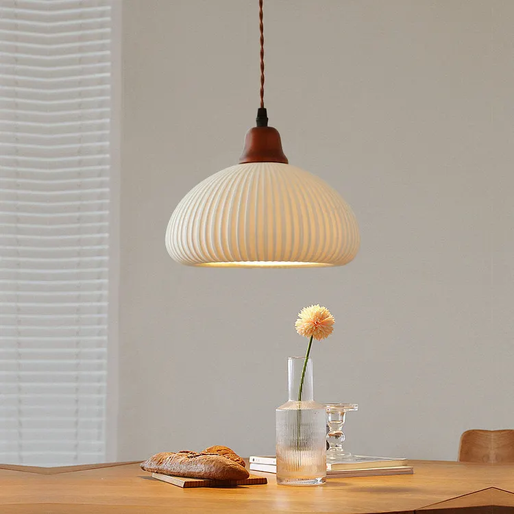 Farmhouse White Ceramic Pendant Light