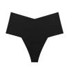  3pcs Womens Seamless Ice Silk Thong No Show Underwear Medium Waist High Cut Panty Sexy Bikini Bottom