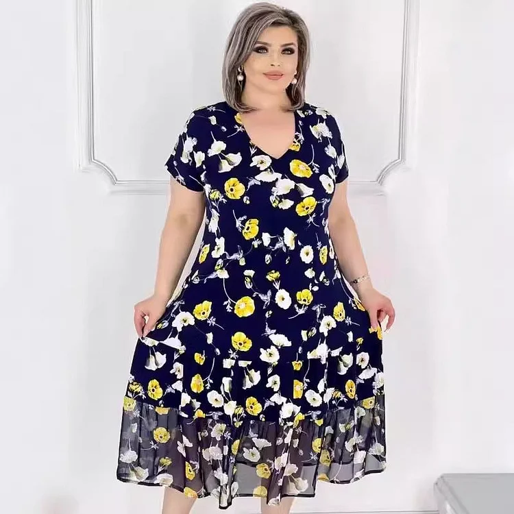 🌸Fashionable dresses for women with V-neck and floral print 