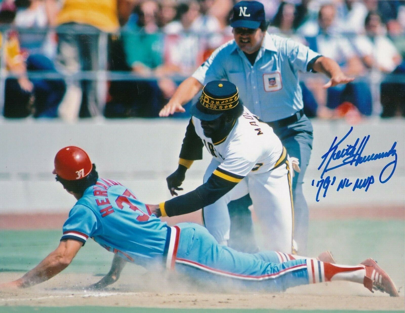 KEITH HERNANDEZ ST. LOUIS CARDINALS 1979 NL MVP ACTION SIGNED 8x10